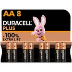 Duracell Plus AA Batteries (8 Pack) - Alkaline 1.5V - Up To 100% Extra Life - Reliability For Everyday Devices - 0% Plastic Packaging - 10 Year Storage - LR6 MN1500