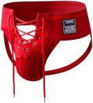 JOCKMAIL Men's Jockstrap Wide Belt Comfortable Thongs Jock Strap Athletic Supporter (CA/US, Alpha, Medium, Regular, Regular, new red)