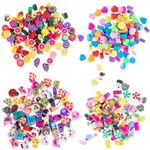 200 Pcs Polymer Clay Beads,Bracelet Making Kit Accessories, DIY Necklace Earrings Jewelry Crafts Making,Mixed Heart,Fruit,Candy and Animal Styles With 2 Rolls of Crystal Stretch Cords