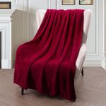 Exclusivo Mezcla Soft Throw Blanket, 127 x 178 CM Fleece Velvet Blanket for Sofa Settees, Fluffy Sofa Throws, Warm, Cozy, Plush and Lightweight Burgundy Blanket