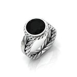 Vitra jewellery Men's Silver 925 Rings, Pure Silver 925 Rings, Black Onyx Rings (Draco Black Onyx)