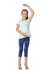 Van Heusen Girls Capri Pants - Power Plus Cotton Spandex - High Rise, Ultra Soft, Durable_56303_Blue Bloom AOP_11-12 Years