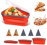 Reusable Pizza Storage Container, Adjustable Expandable Silicone Pizza Box Container with Reheatable Serving Trays Leftover Pizza Storage Container (Red)