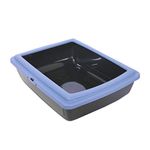 Rosewood Eco Line Cat Litter Tray with Rim, Slate Blue/Black, Medium