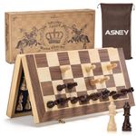 Upgraded Magnetic Chess Set, 15” Tournament Staunton Wooden Chess Board Game Set with Crafted Chesspiece & Storage Slots for Kids Adult, Includes Extra Kings Queens & Carry Bag