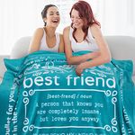 Funny Best Friend Friendship Blanket for Women - Super Soft Fun Gag Birthday Gift for Your Best Friend, Teenagers, Teen Girls, Older or Apart Friends - Galentines, Christmas 153x127 cm (Teal, Fleece)