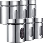 6 Pieces Kitchen Canisters Set 20 oz Stainless Steel Glass Canisters Airtight Coffee Sugar Tea Candy Jars Food Storage Container with Lid for Flour Cookies Spices Grains Kitchen Baking Home Decoration