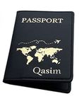 Personalised Passport Holder for Women Men with Names Couple Unique Customized Passport Cover for Couples (Black)