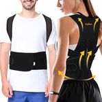 DOLTAS Premium Magnetic Back Brace Posture Corrector Therapy Shoulder Belt for Lower & Upper Back Pain Relief with Back Support Plates Man & Woman (Universal Size) (Black)