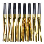 Beistle 57094-BKGD 8 Piece Metallic Plastic Fringed Noisemaker Squawker Blowouts for Birthday New Year’s Eve Party Favor Decoration Supplies, Black/Gold, 6 "