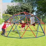 HONEY JOY Kids Climbing Dome with Swing, 10FT Geometric Dome Climber with 363KG Load Capacity, Indoor & Outdoor Jungle Gym Playground for Kids Aged 3 to 10, Play Equipment Climber for Garden Backyard