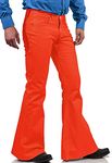 70s Disco Pants for Men,Mens Bell Bottom Pants 70s, 60s Mens Bell Bottoms Vintage Denim Jeans for Men Orange