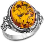 Amber Sterling Silver Large Oval Ri