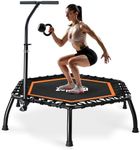 Zupapa Rebounder Trampoline for Adults with Adjustable bar Indoor Mini Small Fitness Workout Exercise Trampolines for Kids with Handle Silent Bungee Cords 40" 45" 300LBS Weight Capacity