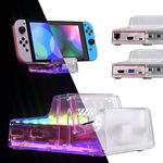 eXtremeRate AiryDocky DIY Kit LED Version Replacement Shell Case for Nintendo Switch & Switch OLED Dock, Redesigned IR Remote Control 7 Color 50 Effects RGB LED Kit for Nintendo Switch OLED Dock