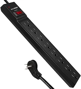 Digital Energy 25 FT 8 Outlet Surge Protector Power Strip - 15 AMP, 1875 W, 125 V, 350 J Surge Protection, ETL Listed - Flat Plug, Black
