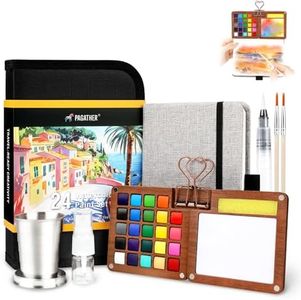 Pagather 24 Colors Mini Watercolor Travel Set, Portable Watercolor Kit with Water Brush, Pocket Size Painting Set for Beginners, Hobbyists & Artists