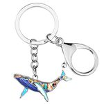 Enamel Alloy Cute Whale Keychain Ocean Keyrings For Women Girls Bag Wallet Charms Novelty Gifts (Blue)