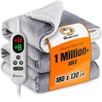 Mia&Coco Electric Heated Blanket Throw 130×180cm, Flannel Sherpa, Fast Heating, 10 Heat Levels, 9H Auto-Off, LED Controller, Overheat Protection, Machine Washable, ETL Certified, Grey