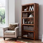 MODERN FURNITURE SHEESHAM Wooden Book Shelf for Home Library | Bookshelf for Home Library | Book Shelves Open Bookcase Books Rack | Display Unit Book Stand for Office & Home (Natural Teak)