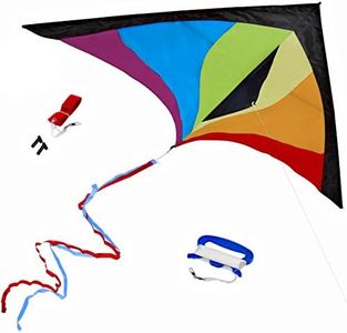 Best Rainbow Delta Kite, Easy Fly for Kids and Beginners, Single Line w/Tail Ribbons, Stunning Multi-Colors, Materials, Large, Meticulous Design and Testing + Guarantee + Bonuses!