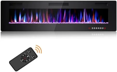 Joy Pebble 68 Inch Electric Fireplace Inserts, in-Wall Recessed and Wall Mounted 750/1500W Fireplace Heater, Touch Screen, Remote Control with Timer, Adjustable Flame Color and Speed