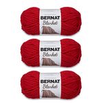 Bernat Blanket Cranberry Yarn - 3 Pack of 150g/5.3oz - Polyester - 6 Super Bulky - 108 Yards - Knitting/Crochet