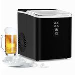 Countertop Ice Maker, Portable Ice Maker Machine with Ice Scoop and Basket, Chewable 9 Bullet Ice Ready in 6 Mins, Make 33lbs ice / 24hrs, Self-Cleaning, 130, Ice Maker for Kitchen/Office, Black