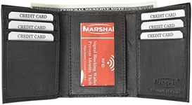 Marshal® Wallet RFID Blocking Men's Leather Slim Trifold Wallet with BOX - Black -