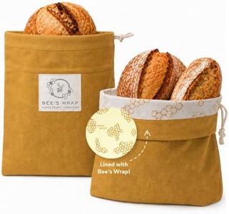 Bee's Wrap Beeswax Bread Bags, 2 Pack - Honeycomb | Beeswax Lined - Breathable Bread Storage - Plastic Free - Reusable - Keeps Homemade Bread Fresher Longer