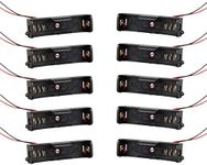 HALJIA 10Pcs 1.5V 1 x AA Plastic Cell Battery Holder Case Battery Storage Box with Wire Leads