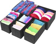 Styleys Foldable Cloth Storage Box Closet Dresser Drawer Organizer Cube Basket Bins Containers Divider with Drawers for Underwear, Bras, Socks, Ties, Scarves, Set of 6 (Black, S12014)