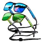 yoofun Polarized Sports Sunglasses for Men Driving Cycling Fishing Sun Glasses 100% UV Protection, Blue&Green