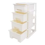 Abbaware Plastic Storage Chest With Wheels, Storage Boxes, Tower, 4 x 17L Drawers, White