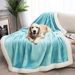 Bedding Aid Sherpa Blanket for Bed Sofa Couch Camping Travel, Double-Sided Reversible Pet Hair Resistant Lap Blanket, Warm Lightweight Fluffy & Soft Plushs (Blue, XL 50x60”)