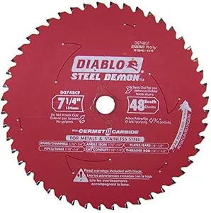 Diablo D0748CF STEEL DEMON 7 1/4 inch 48 Teeth Metal and Stainless Steel cutting Saw Blade CERMET II Carbide Up to 5X Longer Life