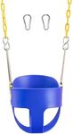 Original High Back Full Bucket Toddler Swing Seat with Plastic Coated Chains and Carabiners for Easy Install - Blue - Squirrel Products
