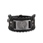 TEAMER Viking Odin's Raven Leather Bracelet For Men Black Brown Wrap Belt Crow Bracelets Nordic Celtic Pagan Amulet Jewelry (Style 1 Antique Silver)