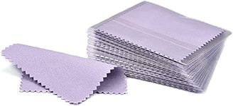 LALOCAPEYO 100Pack OPP Independent Packaging Jewelry Cleaning Cloth Polishing Cloth for Sterling Silver Gold Platinum Quick Decontamination No Damage to the Lens Fine Texture Jewelry Cleaning (purple)