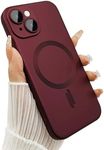 ankofave Magnetic Case for iPhone 14 Plus Phone Case for Women, Shockproof Matte Luxury Soft Metallic Luster Design with Camera Lens Protector, Compatible with Magsafe for iPhone 14 Plus 6.7"-Wine Red