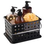 iDesign 61202 Basic Storage Basket, Small Plastic Bath Basket for Shower and Care Accessories, Black