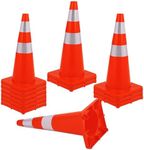 PioneerWorks 12Pack Traffic Safety Cones 28 inch, PVC Orange Cones with Reflective Collars, Parking Training Construction Road Caution Plastic Cones for Parking Lot, Traffic Control, Driving Training