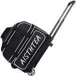 Aisthtea 2 Ball Bowling Bag with Wheels, Bowling Bags 2 Ball Roller - 1680D Reinforced Oxford, Bowling Ball Bag with Separate Shoe Compartment & Retractable Handle Extends to 40'' (Black and White)