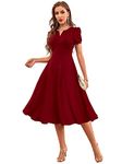 Tessavegas, Women's & Girls' A-LINE MIDI Maxi Dress (XL, Maroon)