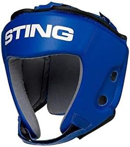 STING Competition Head Guard, IBA-Approved Boxing Headgear, Premium Boxing Equipment for Professional Competition and Boxing Training, Blue/White, XL