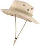 Zylioo XL-XXL UV Boonie Sun Hats,Military Tactical Hat for Big Heads,Large Safari Bush Jungle Hunting Hats for Hiking Camping Light Khaki