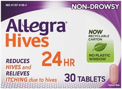 Allegra Hives Non-Drowsy Antihistamine Tablets, 30-Count, 24HR Hives Reduction & Itch Relief, 180mg