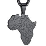 GOLDCHIC JEWELRY Africa Map Pendant Necklace for Men, Black African Jewelry With Country Border