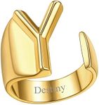 FindChic Initial Rings for Women Personalized Letter Y Statement Cuff Rings Alphabet Knuckle Ring Engraved 18K Gold Plated Resizable Fashion Jewelry Gift