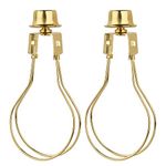 WEAVERBIRD 2 Pack Lamp Shade Holder, Gold Round Light Bulb Holder, Lamp Shade Light Bulb Clip Adapter with Shade Attaching Finial Top for Clip On Light Bulbs (Gold)